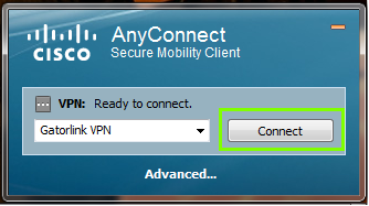 Starting a connection in AnyConnect