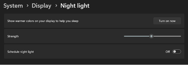 screen shot of dark mode