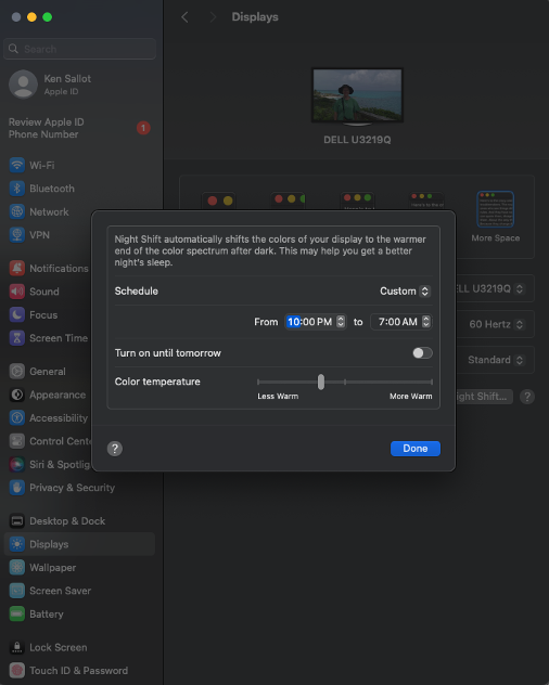 screen shot dark mode