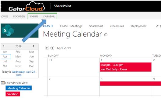 Add Calendar Tutorial - Click on calendar tab