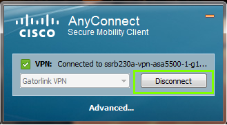 Disconnecting from AnyConnect