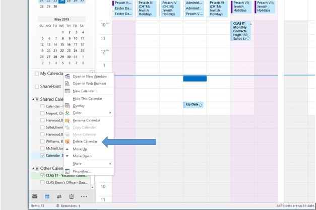 Add Calendar Tutorial - Delete calendar