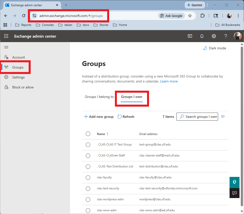 Update Department Mailing Lists