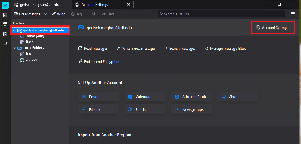 Thunderbird – Updating existing account for OAuth2